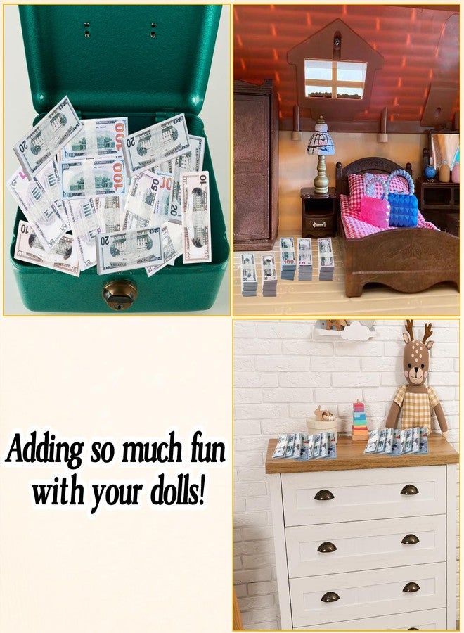 loghohu 500 Pcs Miniature Scene Dollars 1:12 Mini Dollar Fake Bills 5 10 20 50 100 Dollar Bills Prop Money Realistic Mini Simulation Dollar Toy Banknote for Dollhouse Scene Model Craft Decoration Accessories - Image 5